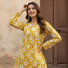 Women’s Cotton Printed Flared Short Kurti