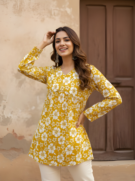 Women’s Cotton Printed Flared Short Kurti