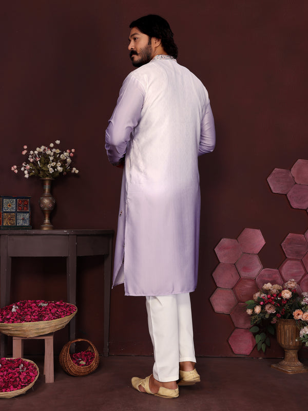 Men’s Premium Cotton Silk Embroidered Kurta with Raymond Cotton Pyjama