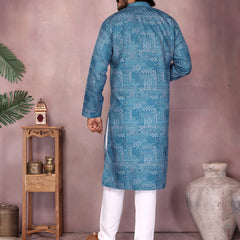 Men’s Cotton Sequence Work Kurta with Semi Cotton Chudidar