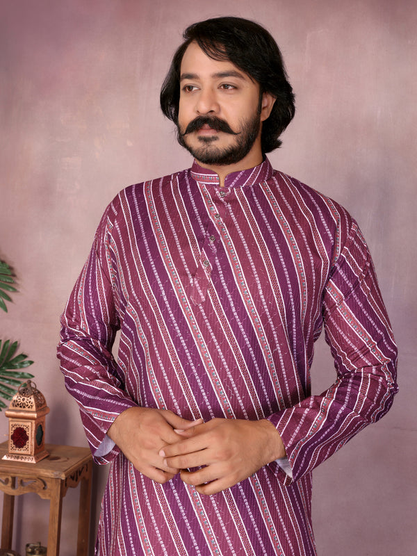 Men’s Heavy Cotton Printed Kurta Pyjama Set
