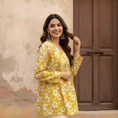 Women’s Cotton Printed Flared Short Kurti