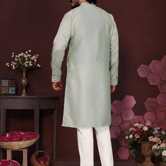 Men’s Premium Smart Silk Sequence Embroidered Kurta with Raymond Cotton Pyjama