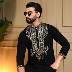 Men’s Armani Lachko Embroidered Kurta with Semi Cotton Chudidar