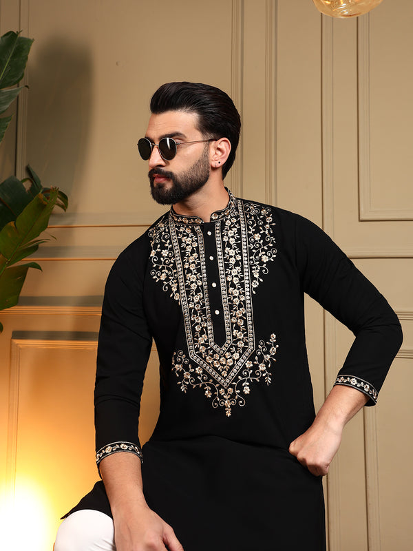 Men’s Armani Lachko Embroidered Kurta with Semi Cotton Chudidar