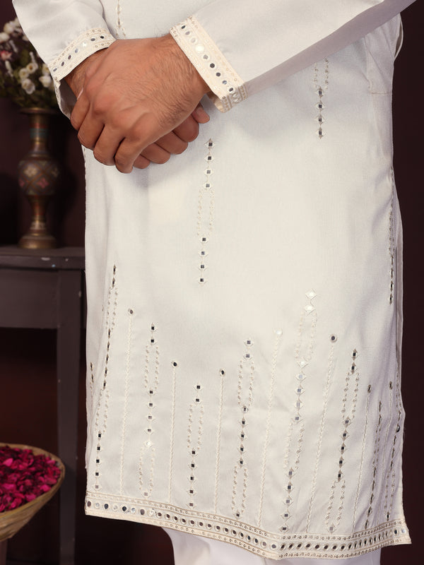 Men’s Premium Smart Silk Mirror Work Kurta with Raymond Cotton Pyjama