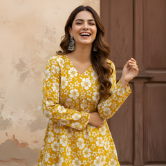 Women’s Cotton Printed Flared Short Kurti