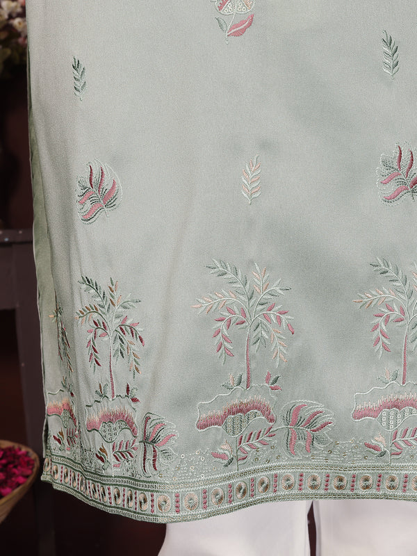 Men’s Premium Smart Silk Sequence Embroidered Kurta with Raymond Cotton Pyjama