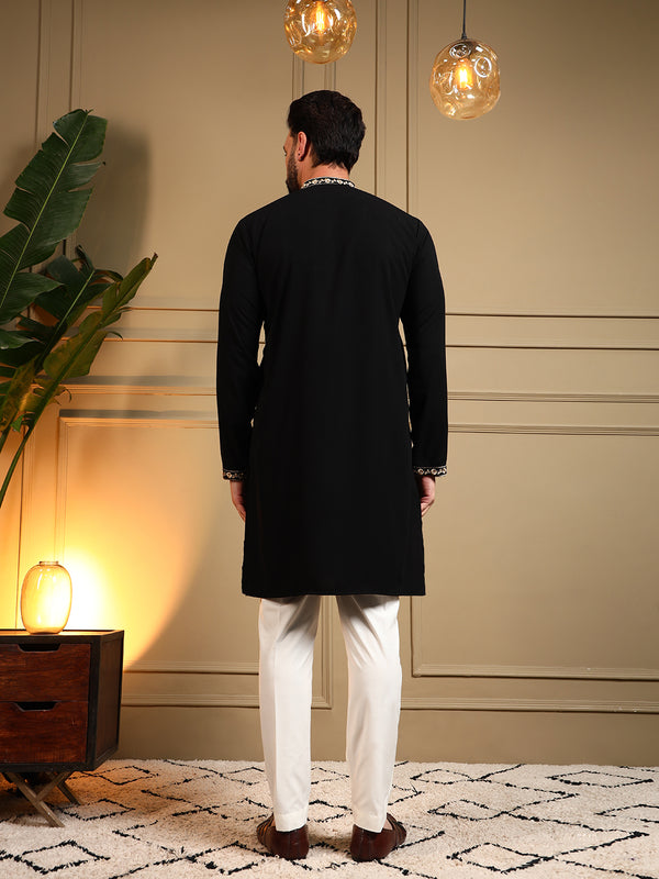 Men’s Armani Lachko Embroidered Kurta with Semi Cotton Chudidar