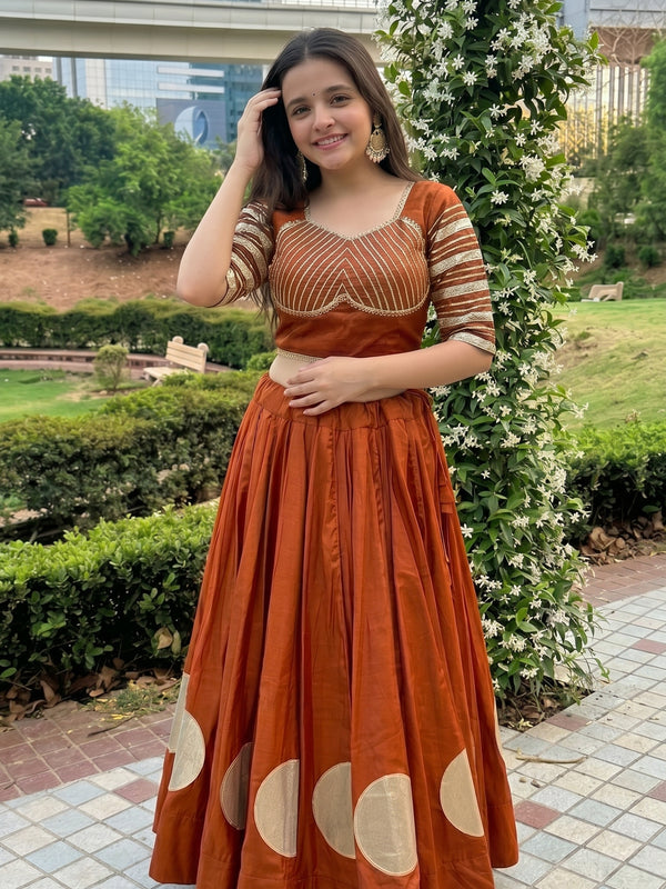 Pure Roman Cotton Gota Lehenga Choli for Navratri