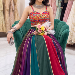 Women's Multi-Color Georgette Gota Patti Lehenga Choli for Navratri