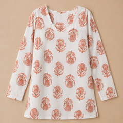 Women’s White Rayon Printed Fancy Tunic Top
