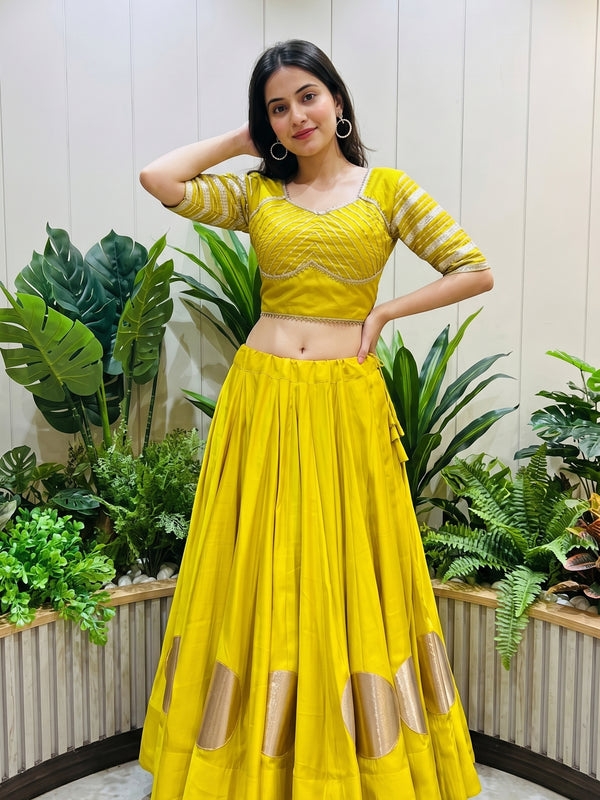 Pure Roman Cotton Gota Lehenga Choli for Navratri