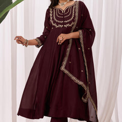 Vichitra Silk Embroidered Kurta Pant with Dupatta Set