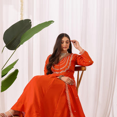 Vichitra Silk Embroidered Kurta Pant with Dupatta Set