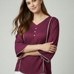 Women’s Fancy Purple Delta Silk Solid Top