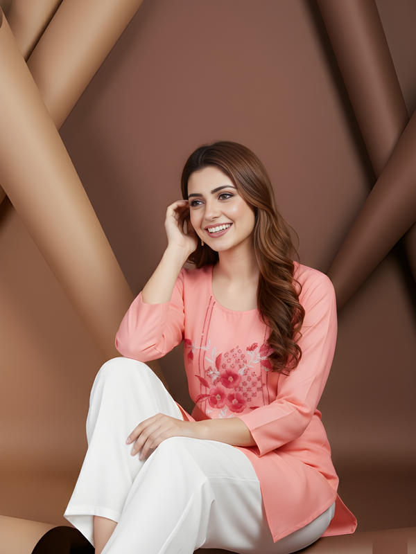 Casual Women’s Cotton Blend Handwork Tunic Top