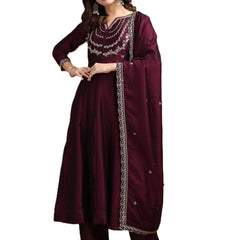 Vichitra Silk Embroidered Kurta Pant with Dupatta Set