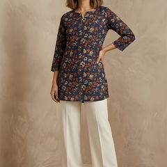 Casual Women’s Cotton Blend Printed Tunic Top