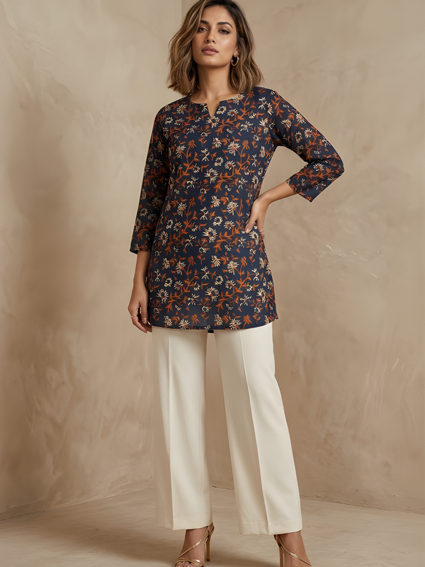 Casual Women’s Cotton Blend Printed Tunic Top