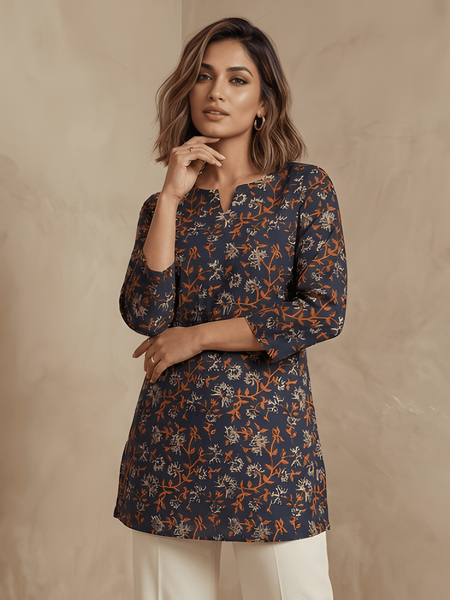 Casual Women’s Cotton Blend Printed Tunic Top
