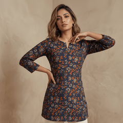 Casual Women’s Cotton Blend Printed Tunic Top