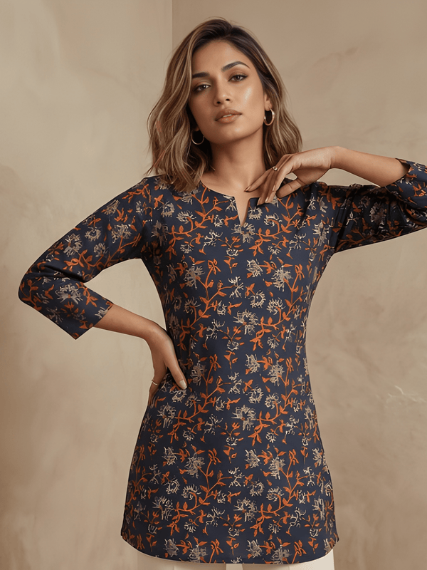 Casual Women’s Cotton Blend Printed Tunic Top