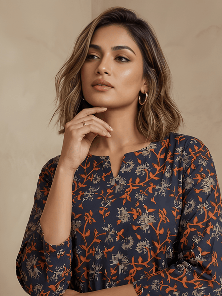 Casual Women’s Cotton Blend Printed Tunic Top