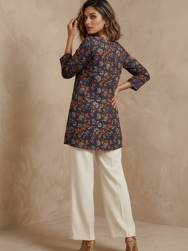 Casual Women’s Cotton Blend Printed Tunic Top