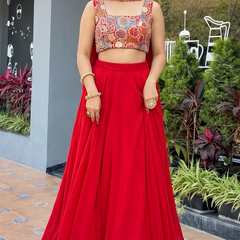 Women's Georgette Embroidered Lehenga Choli with Dupatta