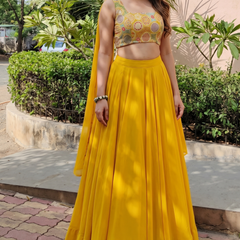Women's Georgette Embroidered Lehenga Choli with Dupatta