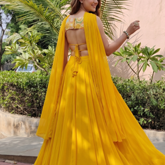 Women's Georgette Embroidered Lehenga Choli with Dupatta