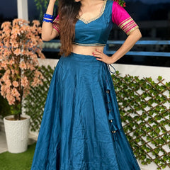 Women's Pure Rayon Sequins Lace Lehenga Choli Set for Navratri