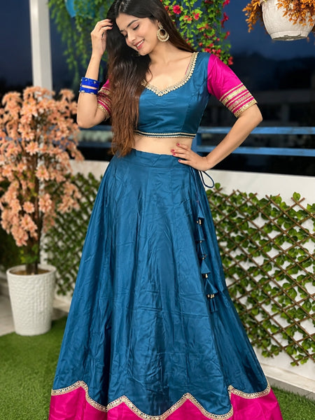 Women's Pure Rayon Sequins Lace Lehenga Choli Set for Navratri