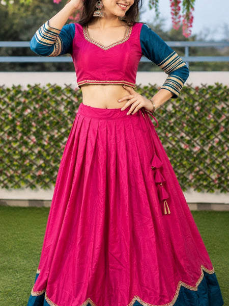 Women's Pure Rayon Sequins Lace Lehenga Choli Set for Navratri