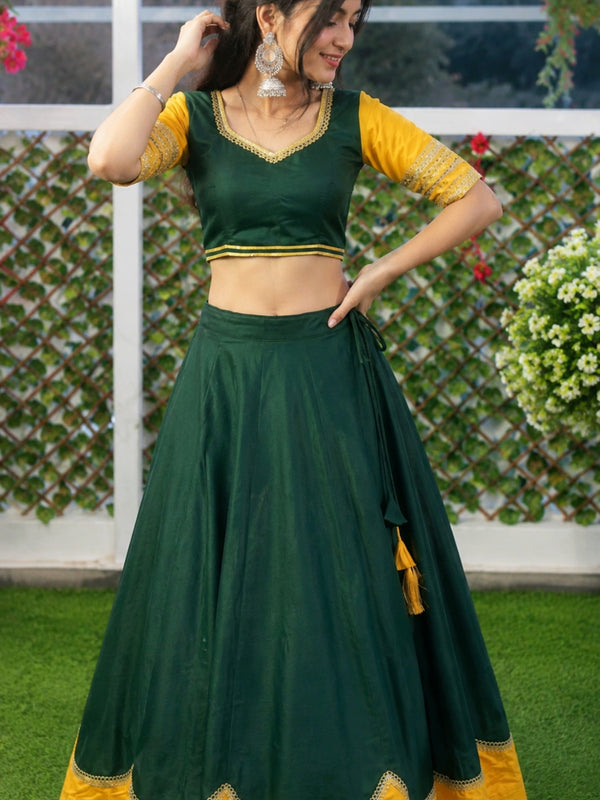 Women's Pure Rayon Sequins Lace Lehenga Choli Set for Navratri