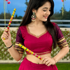 Women's Pure Rayon Sequins Lace Lehenga Choli Set for Navratri