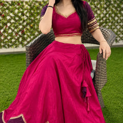 Women's Pure Rayon Sequins Lace Lehenga Choli Set for Navratri