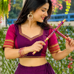 Women's Pure Rayon Sequins Lace Lehenga Choli Set for Navratri