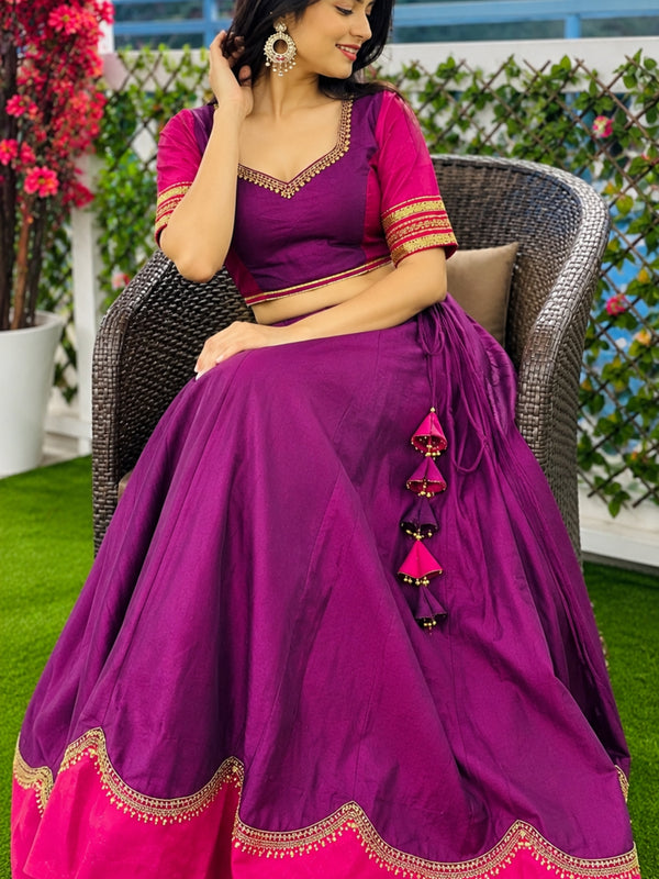 Women's Pure Rayon Sequins Lace Lehenga Choli Set for Navratri