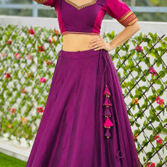 Women's Pure Rayon Sequins Lace Lehenga Choli Set for Navratri