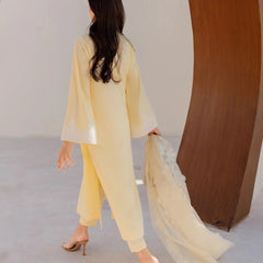 Chanderi Silk Kurta Set With Embroidered Organza Dupatta