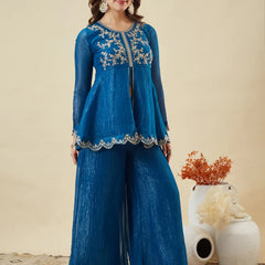 Women's Crunchy Silk Kurta With Pant & Dupatta Set