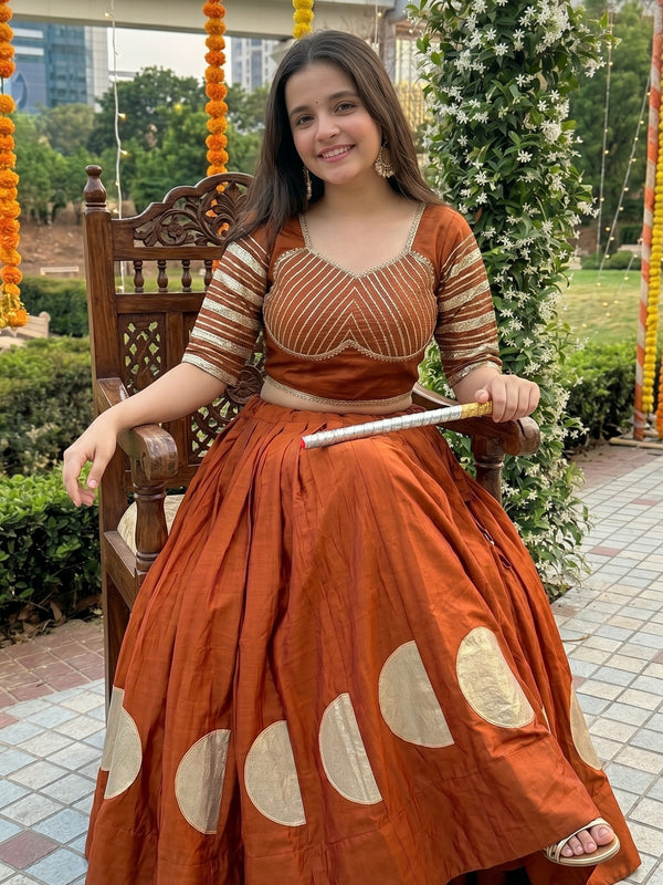 Pure Roman Cotton Gota Lehenga Choli for Navratri