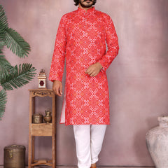 Men’s Heavy Cotton Printed Kurta Pyjama Set