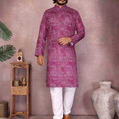 Men’s Cotton Sequence Work Kurta with Semi Cotton Chudidar
