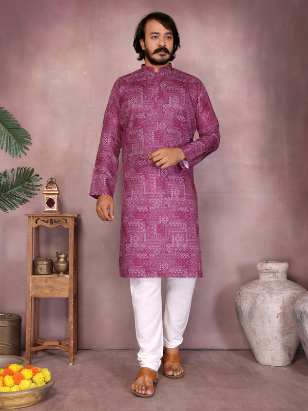 Men’s Cotton Sequence Work Kurta with Semi Cotton Chudidar