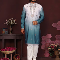 Men’s Premium Cotton Silk Embroidered Kurta with Raymond Cotton Pyjama