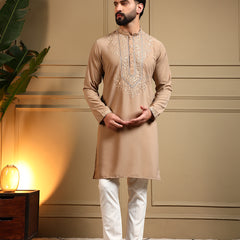Men’s Armani Lachko Embroidered Kurta with Semi Cotton Chudidar
