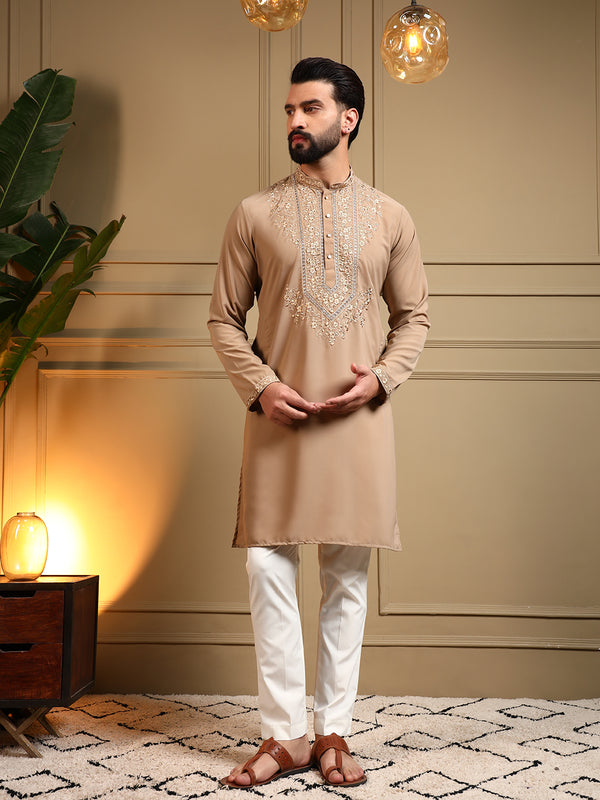 Men’s Armani Lachko Embroidered Kurta with Semi Cotton Chudidar
